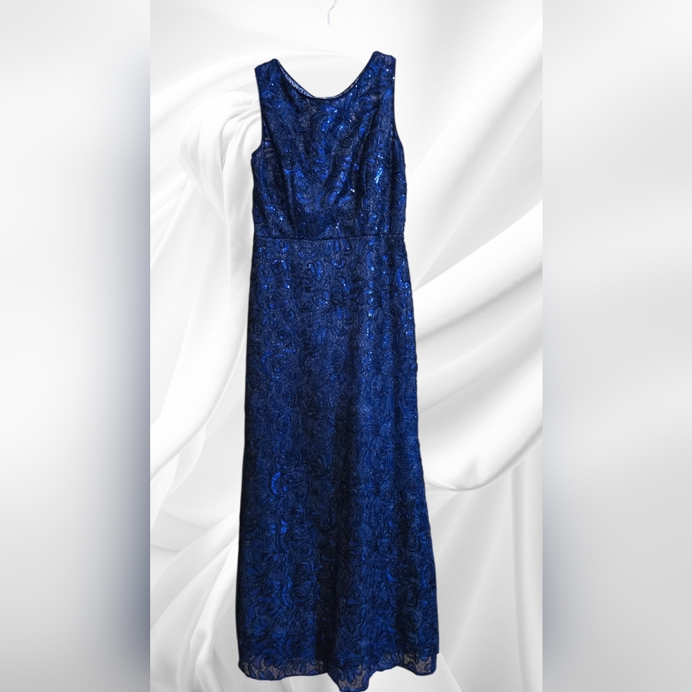 Fiesta Fashion Blue Sequin Evening Dress Large